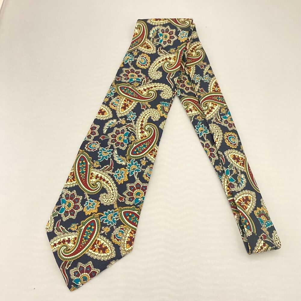 #5549 Christian Dior Monsieur Navy Blue Floral Paisley Necktie, Tie 55 x  4